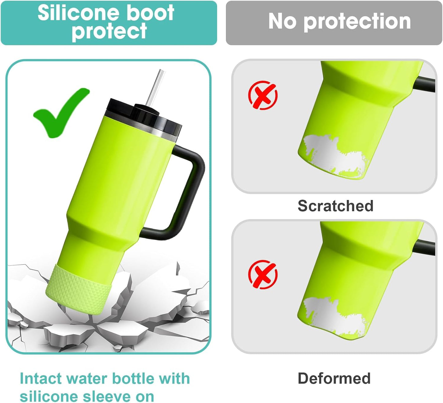 Upgrade 2PCS Protective Silicone Boot Bumper for Stanley Quencher Adventure 40oz 30oz 20oz Tumbler, Water Bottle Bottom Sleeve Cover Accessories for Stanley Mug Cup(Grape Green)