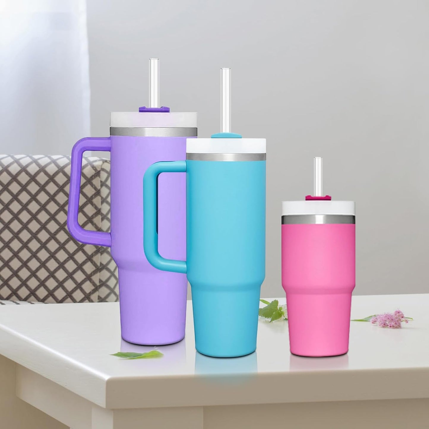 Aillwith 12 PCS Replacement Straws for Stanley Cup 40 oz 30 oz 64 oz Tumbler, Reusable Drinking Straws with Cleaning Brush for Stanley Cup Accessorie, BPA Free, Dishwasher Safe