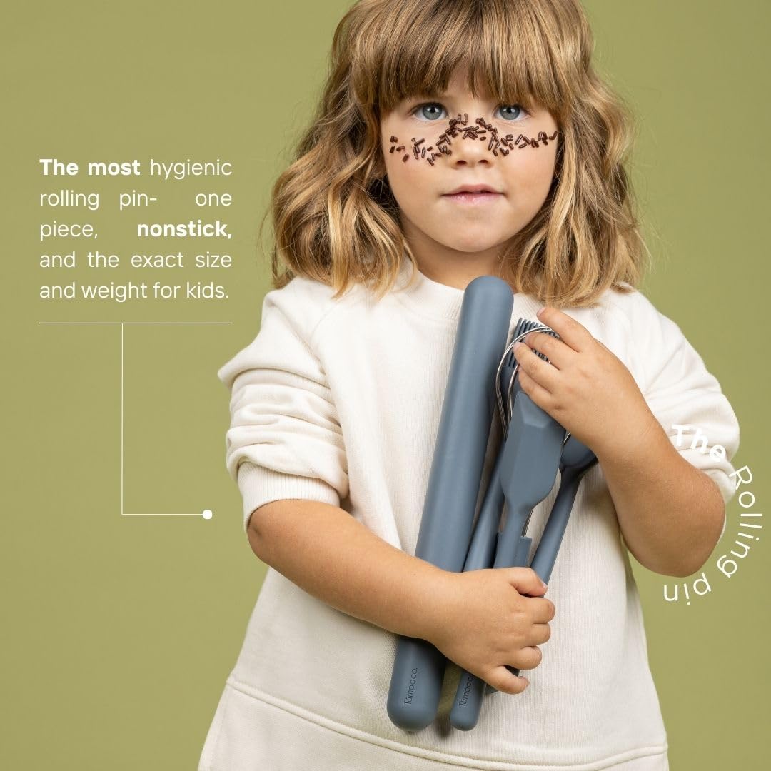 Tampoco Real Kids Cooking & Baking Set – Montessori Kitchen Tools for Real Cooking with Food-Safe Silicone Utensils – Functional & Fun Gift for Young Chefs