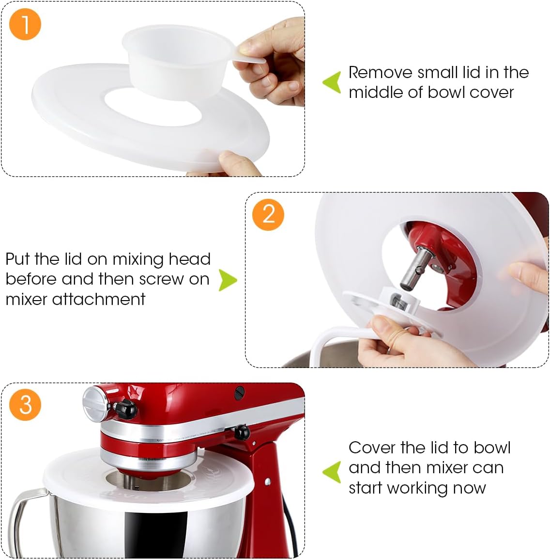 AIEVE Mixer Bowl Covers,Mixer Splatter Guard Lids for KitchenAid 4.5-5 Quart Tilt-Head Stand Mixer(2 Pack)