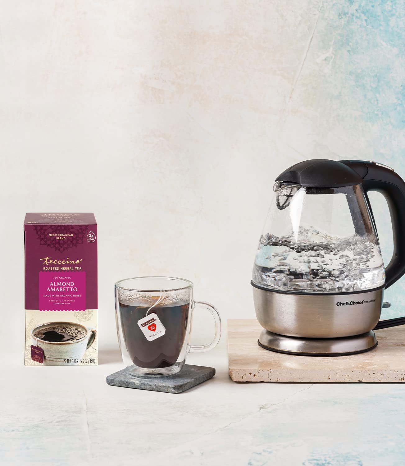 Teeccino Herbal Tea - Almond Amaretto - Rich & Roasted Herbal Tea That's Caffeine Free & Prebiotic for Natural Energy, 25 Tea Bags