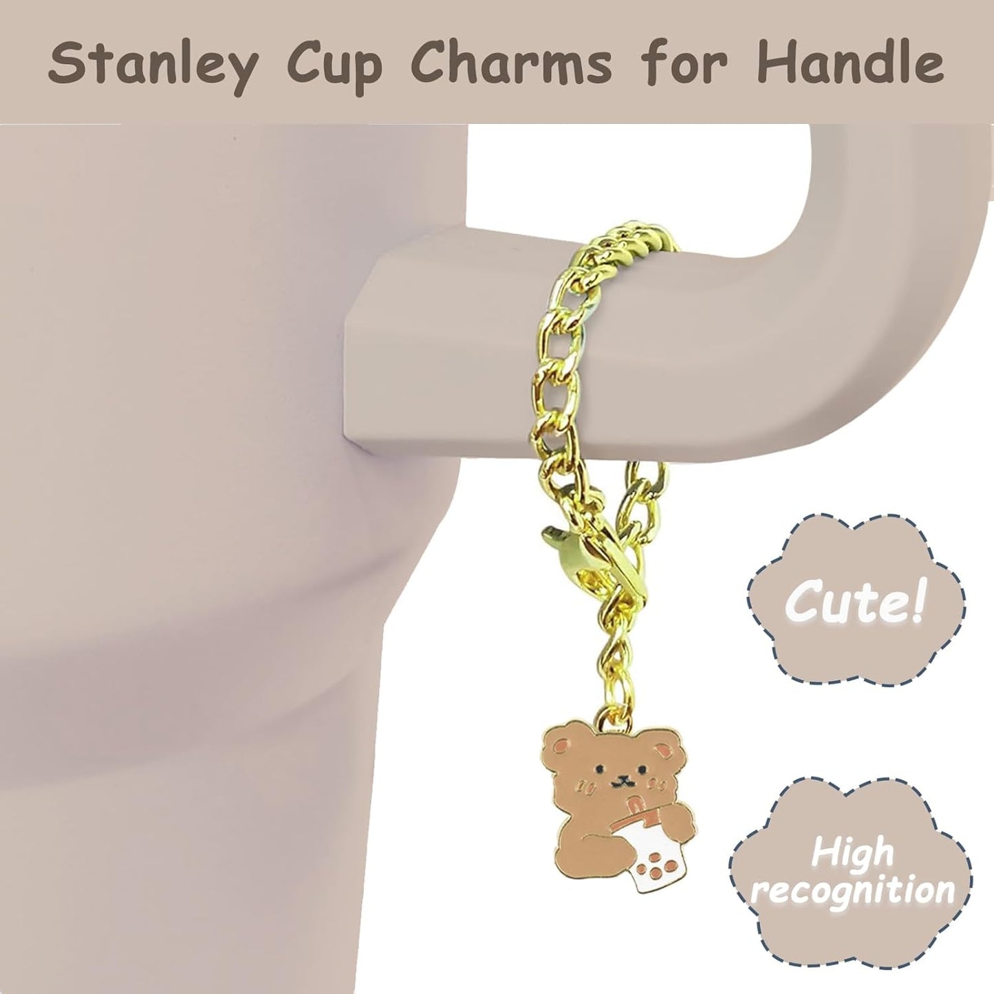 Stanley Cup Accessories Set,Including 2 Pcs 0.4in Straw Cover, 1 Silicone Spill-Proof Stopper Set of 3, 1 Cute Bear Handle Charm, 1 Silicone Boot Fits Stanley 40&30 Oz Tumbler (Almond Rose)