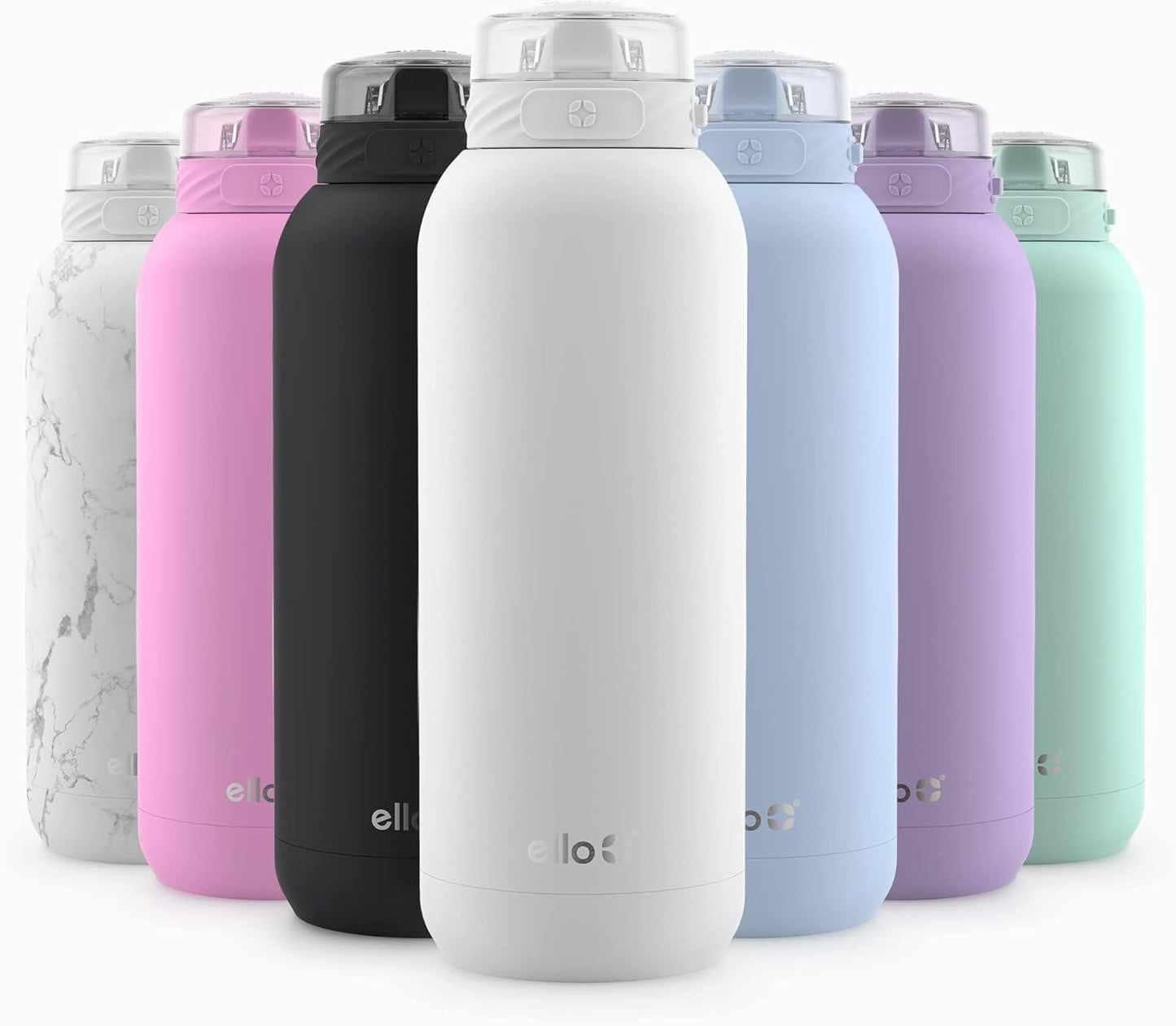 Ello Cooper 18oz Kids Stainless Steel Water Bottle with Straw and Carry Handle, Double Walled and Vacuum Insulated Metal, Leak Proof Locking Lid with Soft Silicone Spout, Reusable, BPA Free, White