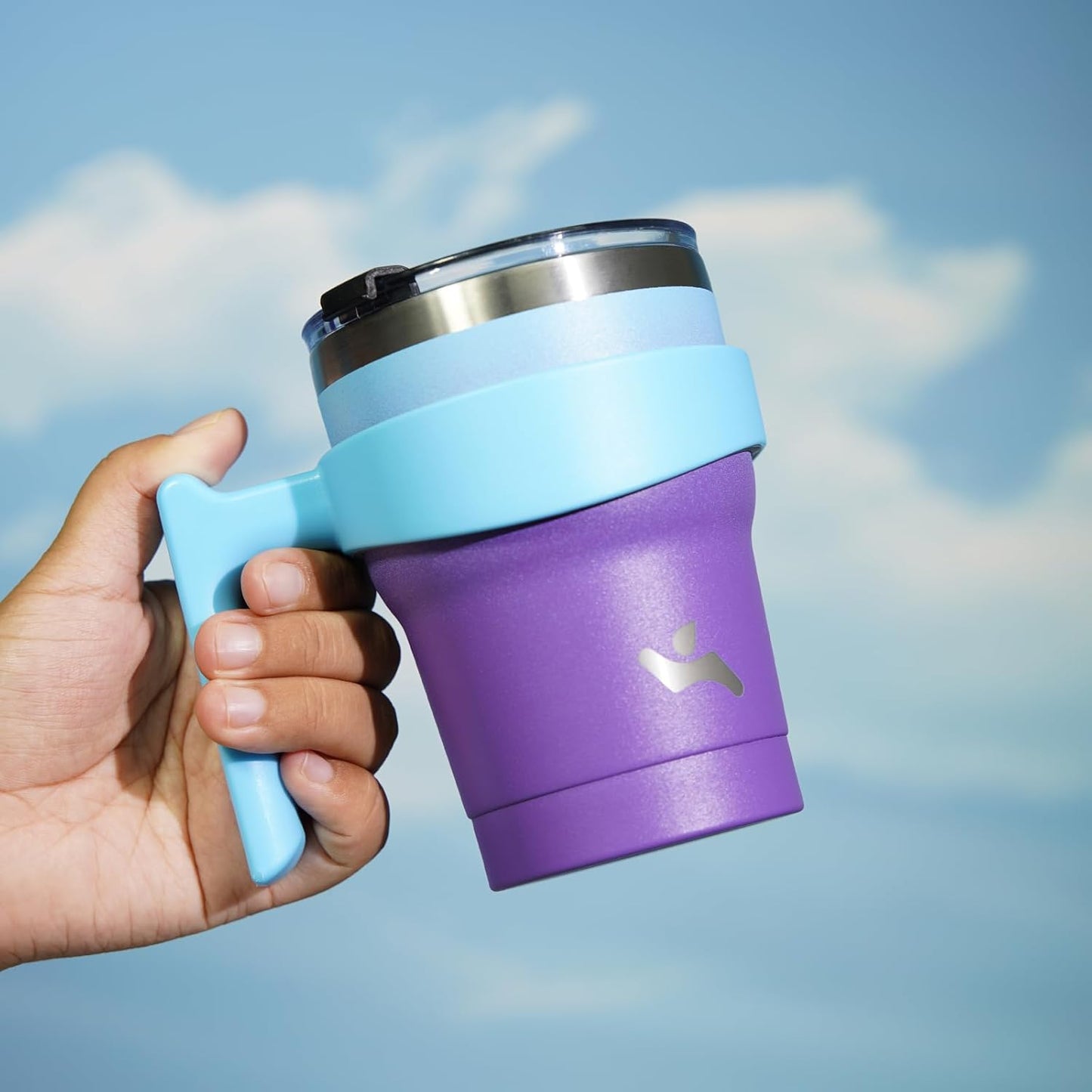 10 oz Tumbler with Handle and 2 Straw 2 Lid, Insulated Water Bottle Stainless Steel Vacuum Cup Reusable Travel Mug,Ocean Dream