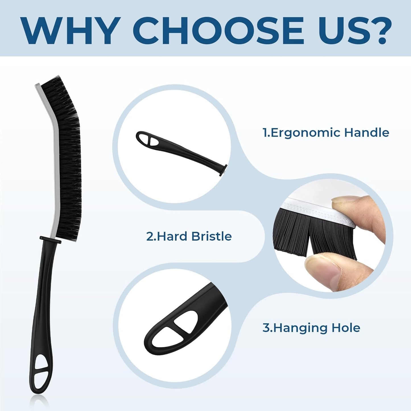 Crevice Cleaning Brushes, Scrub Brush for Hard to Reach Small Space, Home Essentials, Cleaning Supplies, Cleaning Tools for Household Use, Bathroom, Shower, Kitchen, Window, Toilet (6, Black)