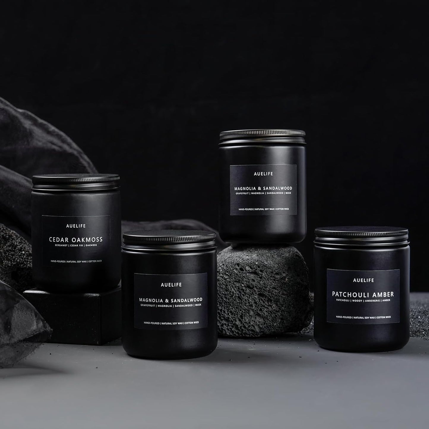 Winter Candle Gift Set for Men – 4 Pack Soy Candles with Cedar Oakmoss, Pine & Clove, Amber Patchouli, Sandalwood – Masculine Scented Candles for Home, Christmas Gift Set for Dad Fathers Day