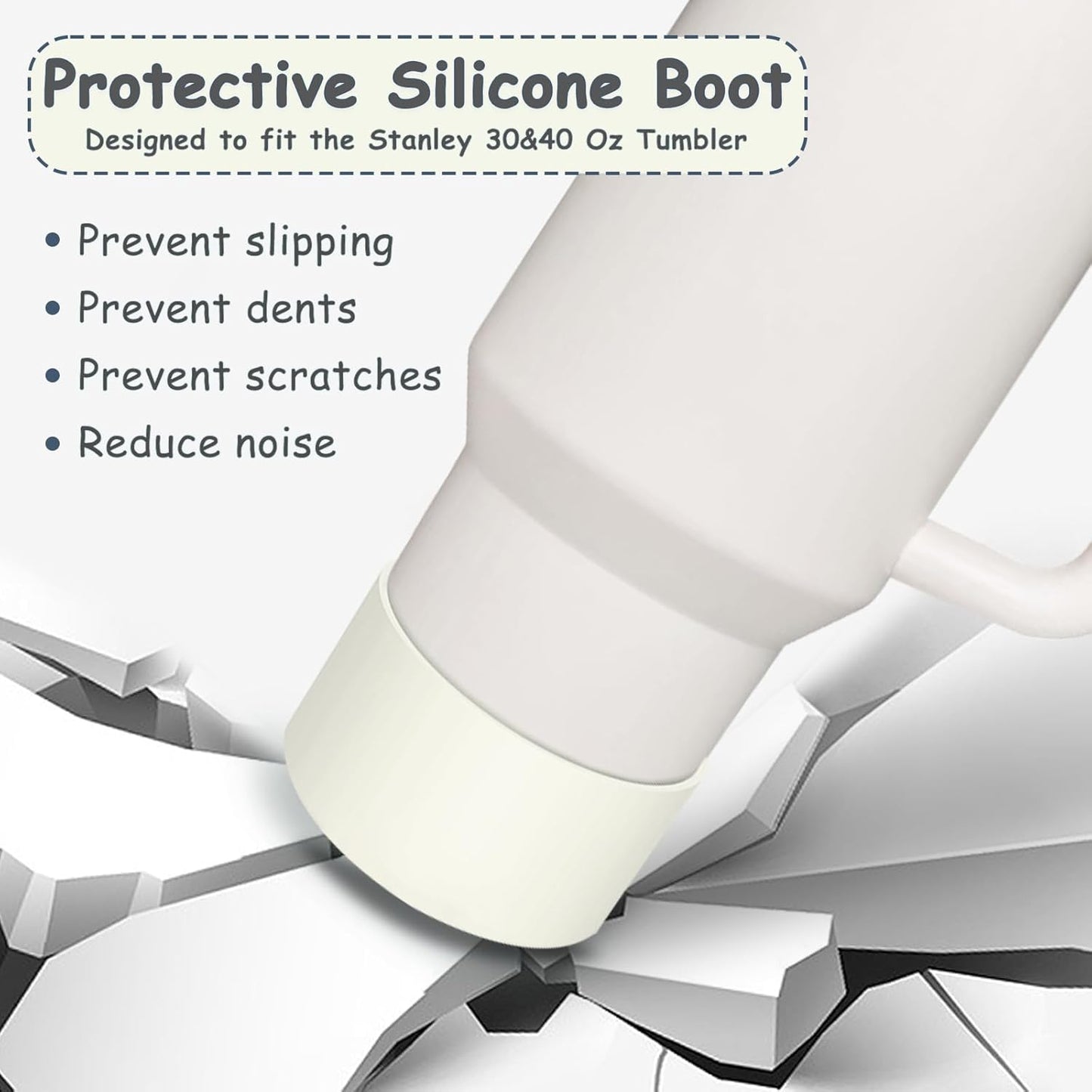 Stanley Cup Accessories Set,Including 2 Pcs 0.4in Straw Cover, 1 Silicone Spill-Proof Stopper Set of 3, 1 Cute Flower Handle Charm, 1 Silicone Boot Fits Stanley 40&30 Oz Tumbler (Cream)