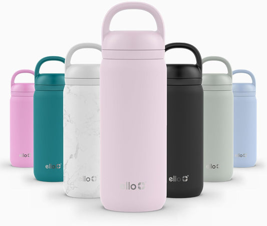 Ello Cooper Twist 18oz Kids Stainless Steel Water Bottle with Chug Lid | Leak Proof Double Wall Vacuum Insulated | Fits Car Cupholder | Built in Carry Loop | Dishwasher Safe | Cashmere Pink