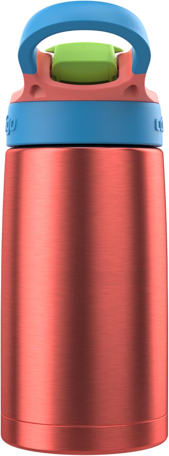 Contigo AUTOSPOUT Water Bottle, 13 oz, Coral Blue/Poppy