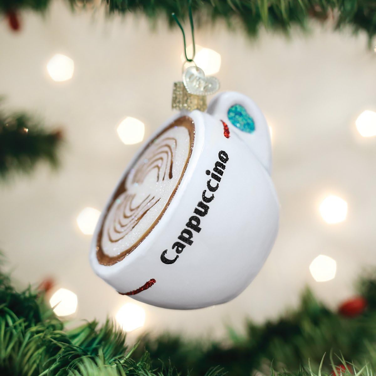 Old World Christmas Cappuccino Glass Blown Ornament for Christmas Tree, Handcrafted Holiday Decoration, Coffee Collection
