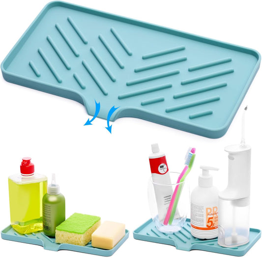 1 Pc Light Green Silicone Sponge Holder - Sink Tray for Soap and Sponge Organization