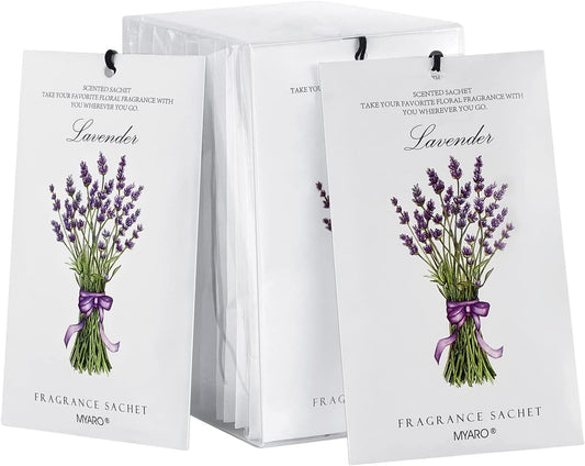 MYARO 12 Packs Lavender Scented Sachets Air Freshener for Drawer and Closet, Long-Lasting Sachet Bag Room Car Odor Deodorizer Fresh Scent Home Fragrance