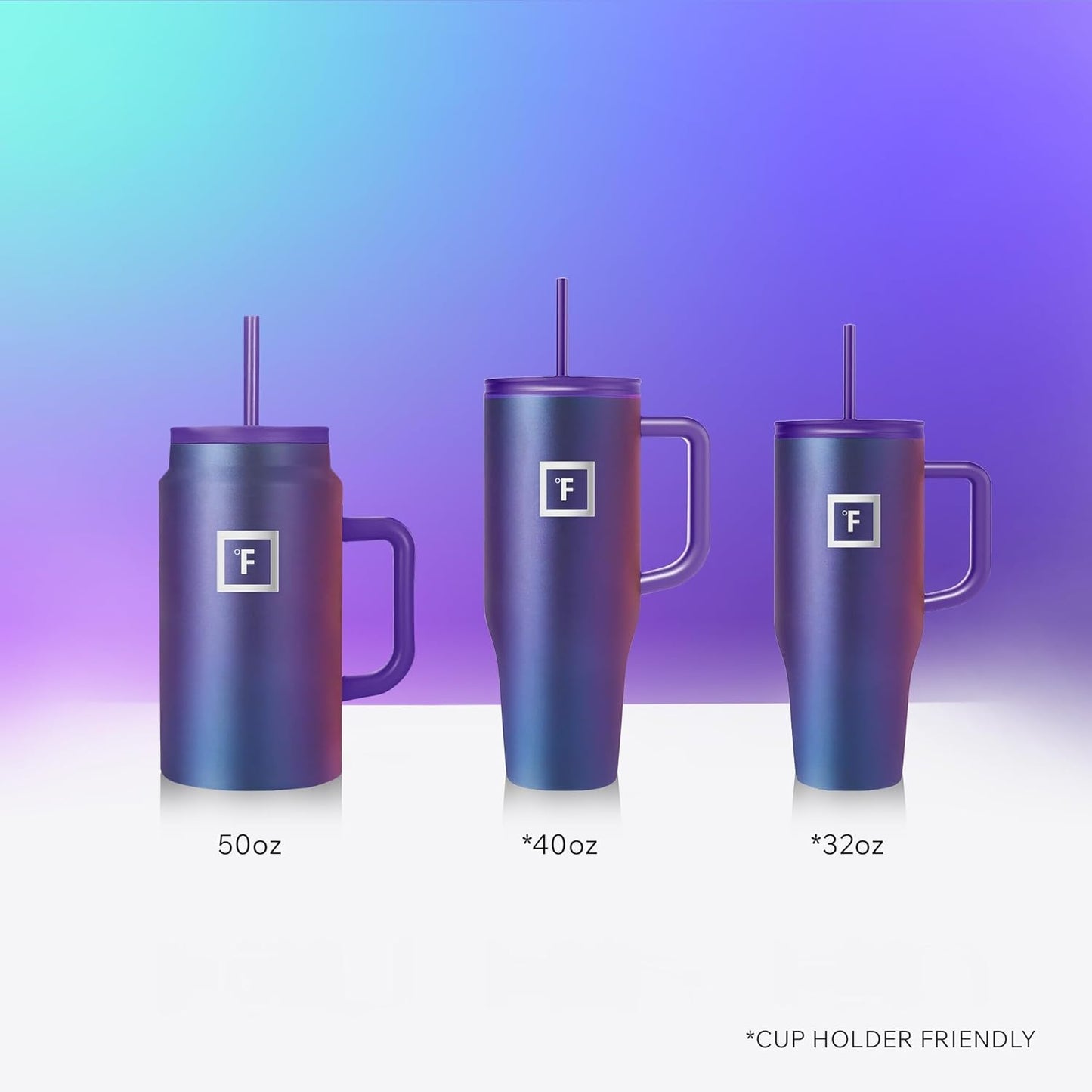 IRON °FLASK Co-Pilot Insulated Mug w/Straw & Flip Cap Lids - Cup Holder Bottle for Hot, Cold Drink - Leak-Proof - Water, Coffee Portable Travel Mug - Sage, 50 Oz