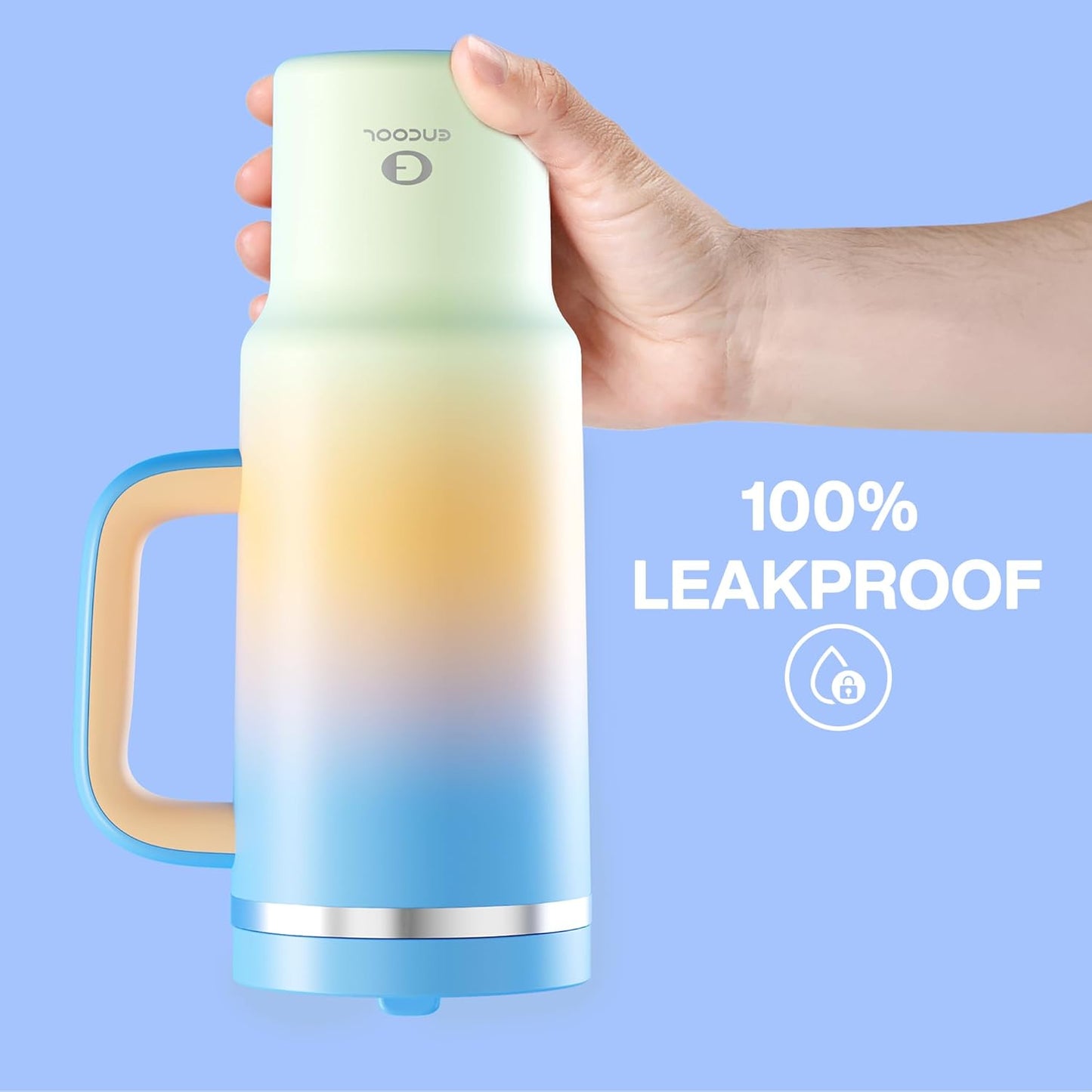 40 oz Tumbler with Handle and Straw: Stainless Steel Insulated Tumbler Keeps Cold for 24 Hours, Leakproof Travel Cup Fits in Cup Holder and BPA-Free, Sunny Breeze