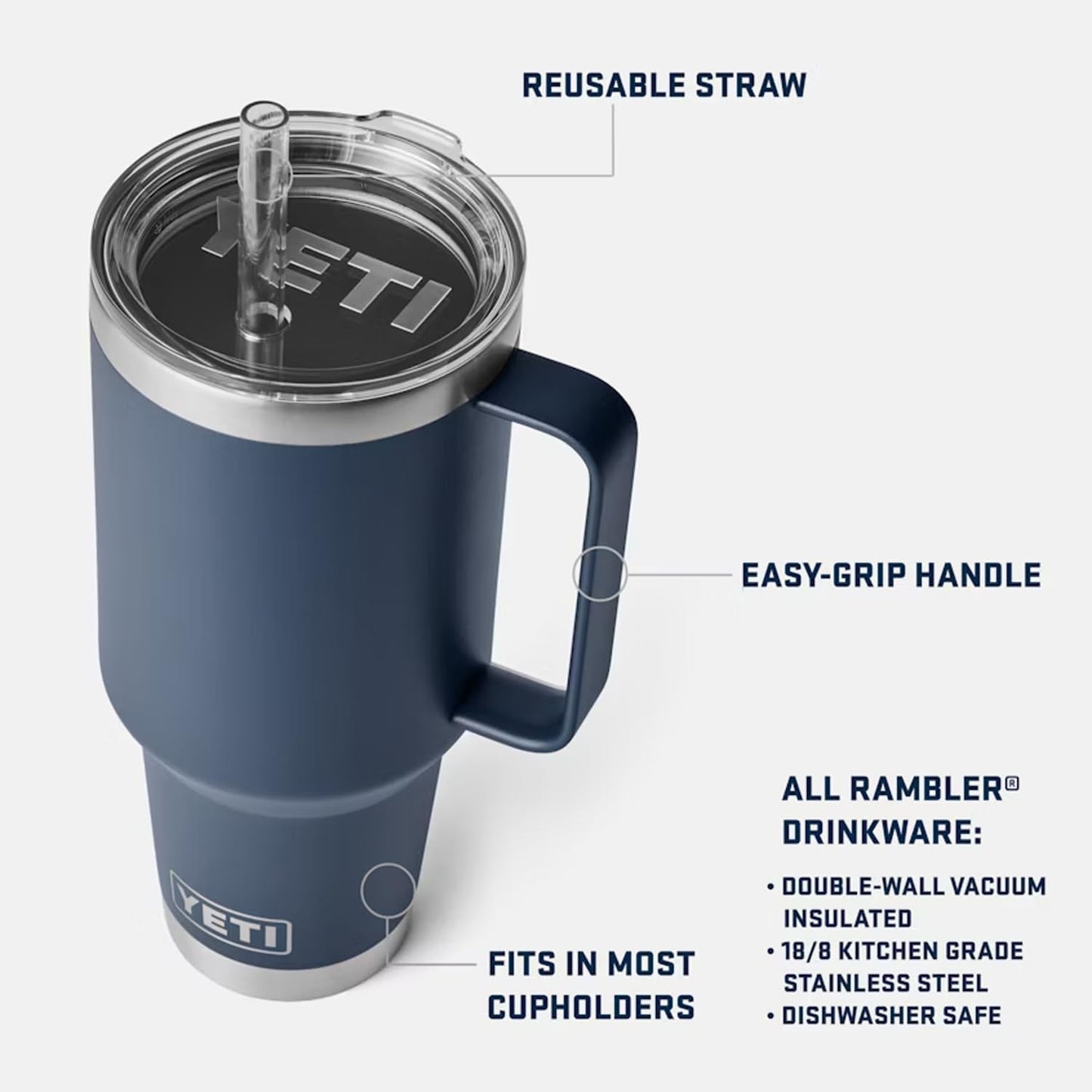 YETI Rambler 42 oz Tumbler with Handle and Straw Lid, Travel Mug Water Tumbler, Vacuum Insulated Cup with Handle, Stainless Steel, Papaya
