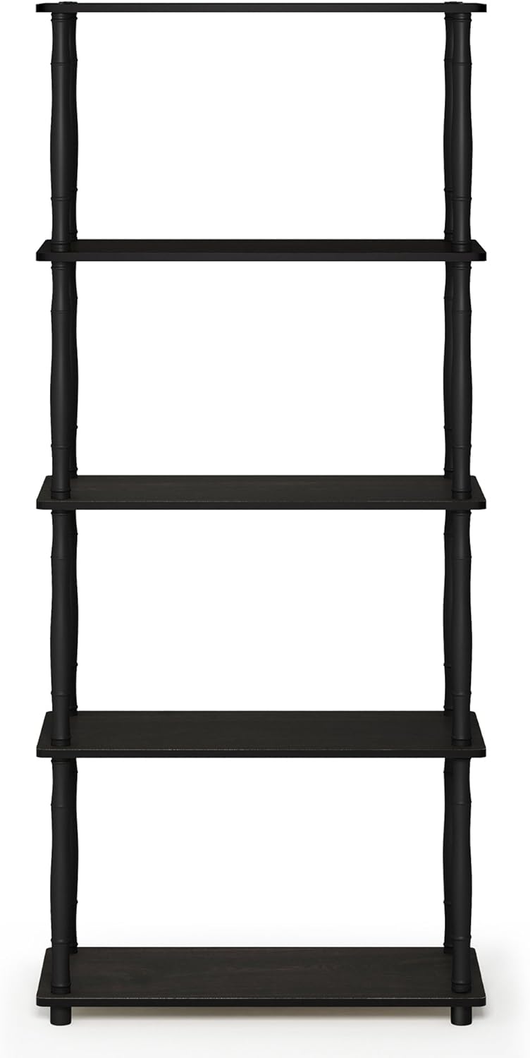 Furinno Turn-N-Tube 5-Tier Multipurpose Shelf / Display Rack / Storage Shelf / Bookshelf, Classic Tubes, Espresso/Black