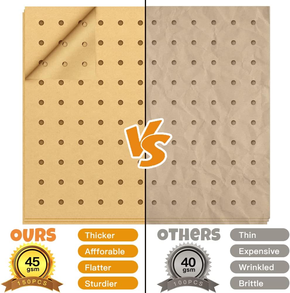 Air Fryer Disposable Parchment Paper Liners: 150pcs Airfryer Liners 9x11 Inch Perforated Rectangular Paper Sheets Basket Liner Accessories For Toaster Oven Xl Air Fryer