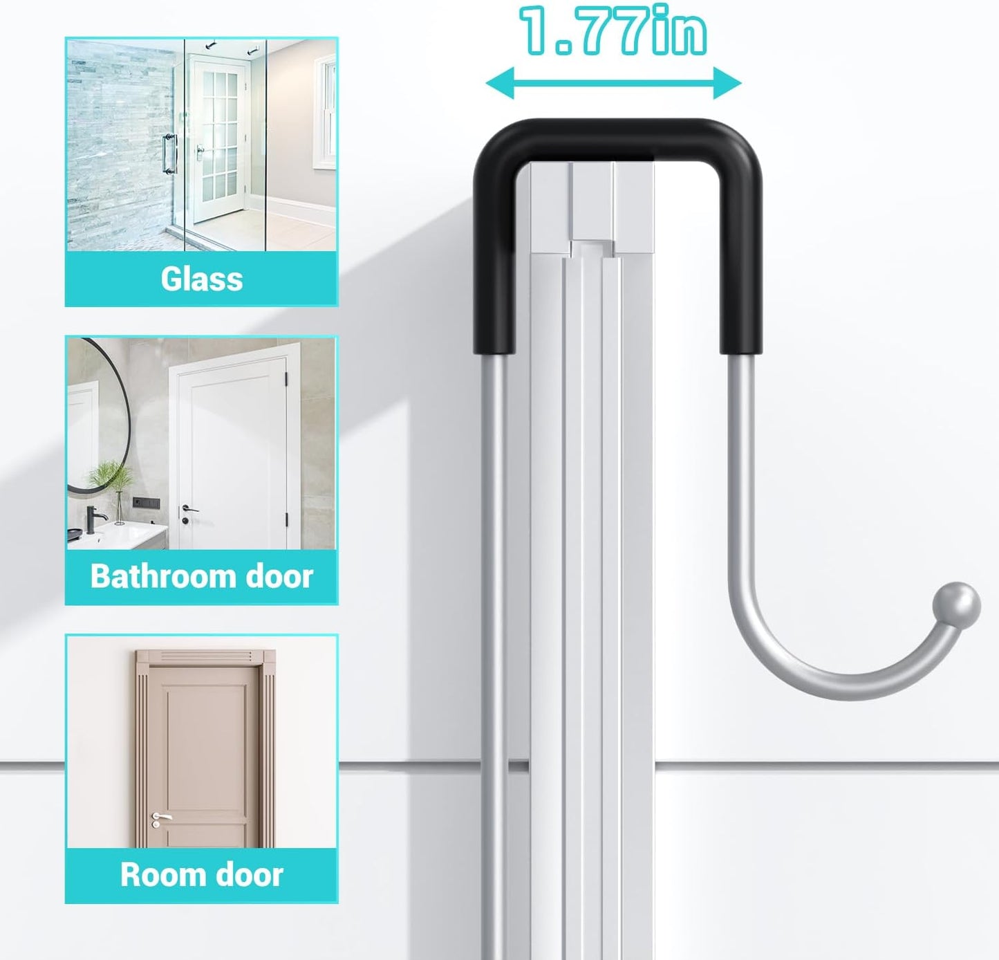 Hanging Shower Caddy Over Door: Silver Rustproof Shower Organizer over the Door - No Drilling Bathroom Rack for Inside Shower