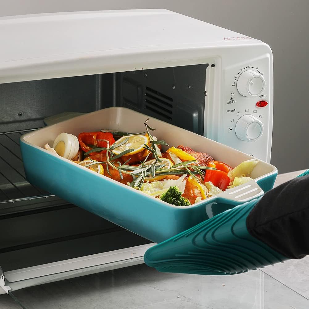 Sweejar Ceramic Bakeware Set, Rectangular Baking Dish for Oven Lasagna Pans for Cooking, Kitchen, Cake Dinner, Banquet and Daily Use, 11.8 x 7.8 x 2.76 Inches of Casserole Dishes (Gradient Blue)