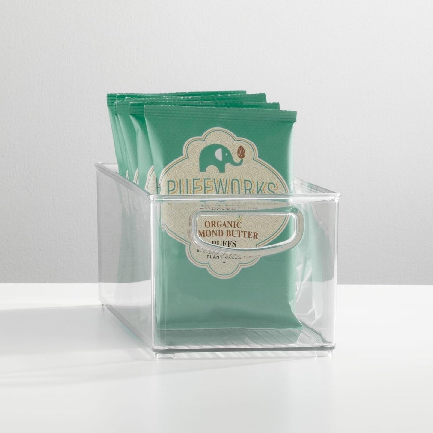 mDesign Plastic Baby Room Organizer Bin - Modern, Stackable Storage Container Box with Handles for Organizing Toys - Small Clothes and Accessories Holder - Ligne Collection - 2 Pack - Clear