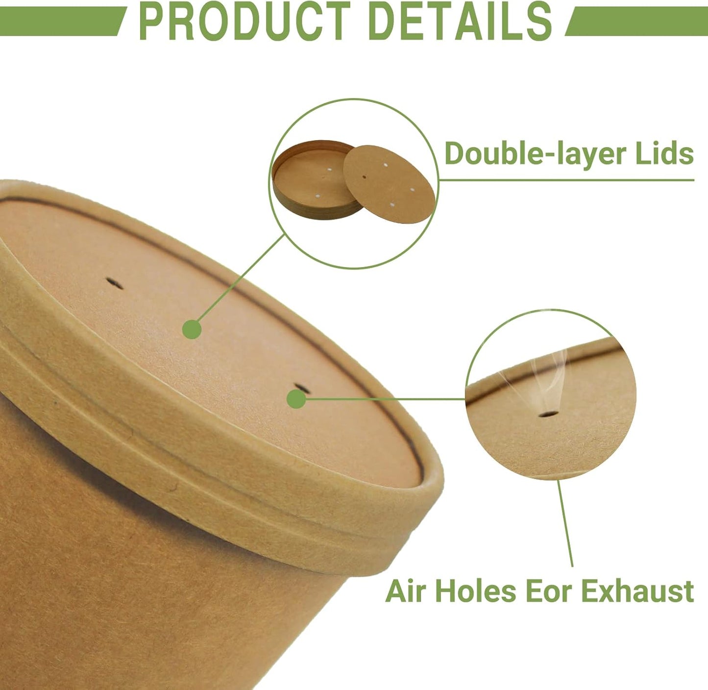 Paper Ice Cream Cups with Paper Lids, Hot/Cold Soup Cups with Lids (Kraft) (50, 12 oz)