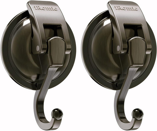 Heavy Duty Vacuum Suction Cup Hooks (2Pack) for Shower,Glass Window,Kitchen&Bathroom&Restroom Organization，Green Bronze.