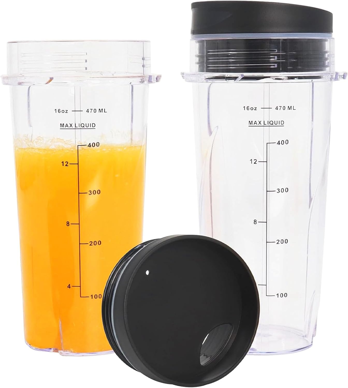 Upgrade 2 Pack 16oz QB3001SS Replacement Cups Compatible with Ninja Fit Compact Personal Blender, Replacement for Ninja Blender Cups with Scale and Sealing Cap…