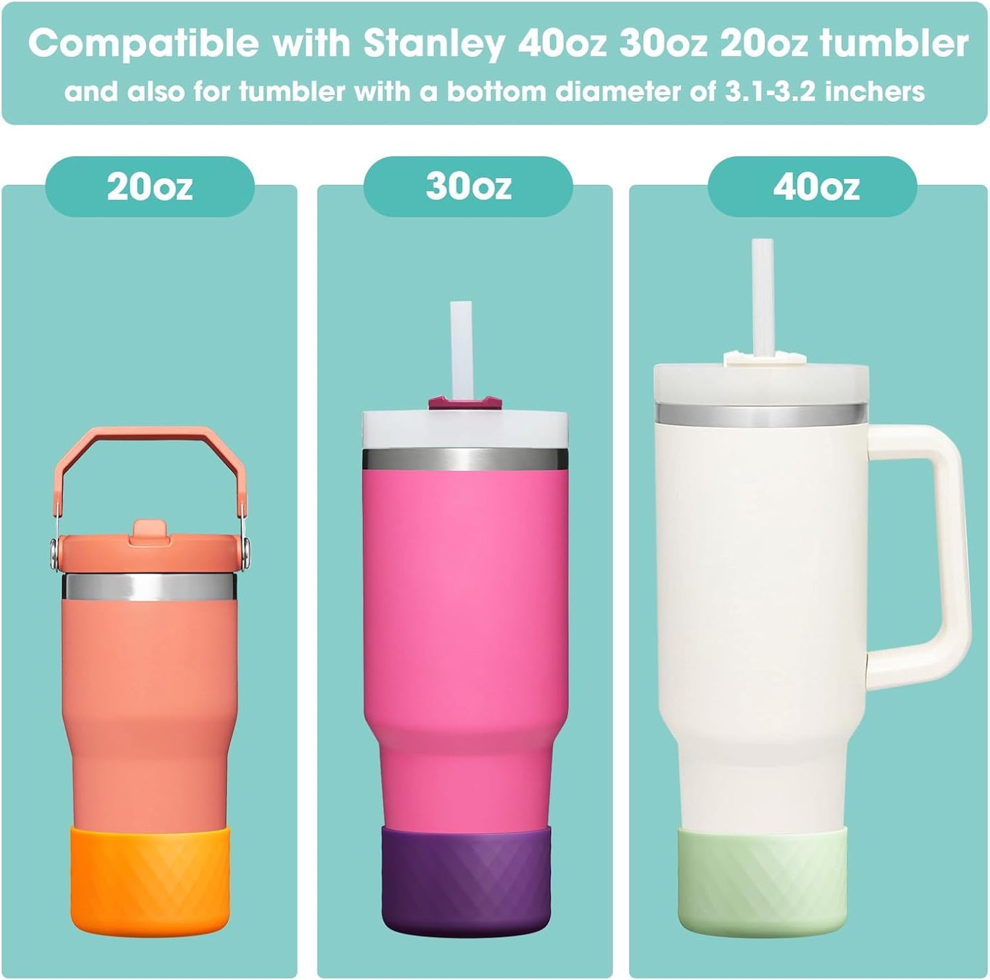 Upgrade 2PCS Protective Silicone Boot Bumper for Stanley Quencher Adventure 40oz 30oz IceFlow 20oz 30oz Tumbler, Water Bottle Bottom Sleeve Cover Accessories for Stanley Mug Cup(Dark Red)
