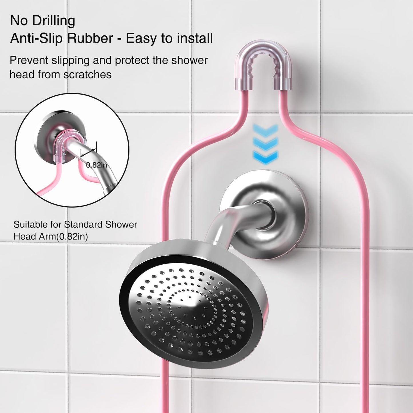 Over the Shower Head Caddy Pink - Shower Caddy Hanging with 3 Soap Holders, Stainless Steel Bathroom Organizer and Storage, Rustproof