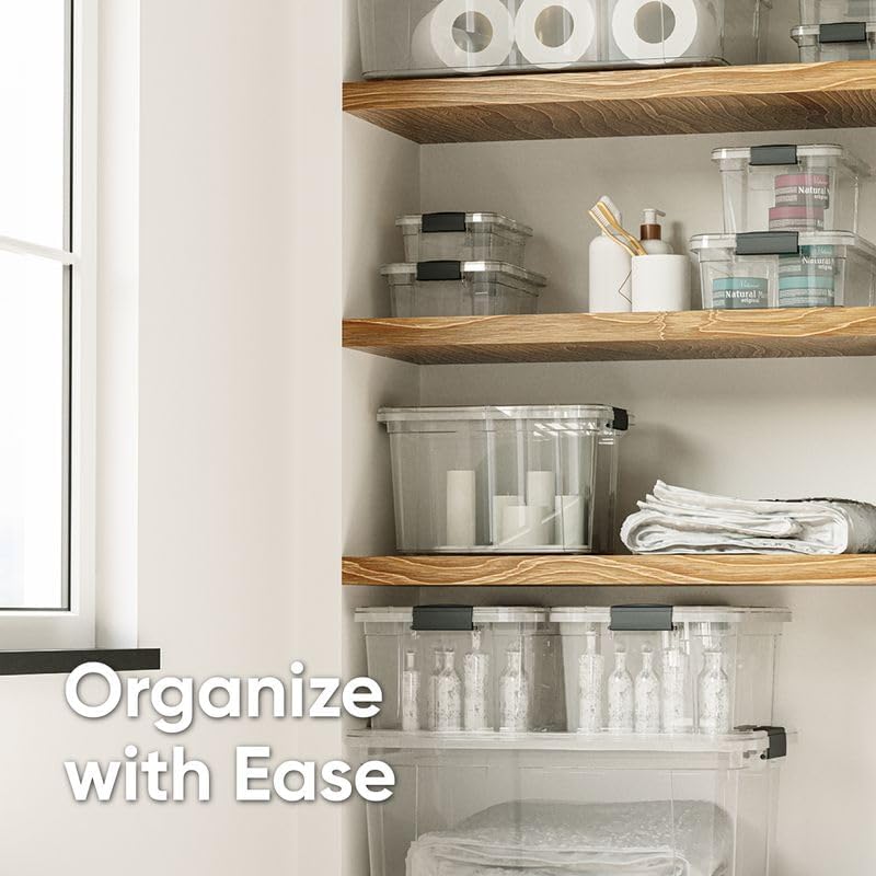 Superio Clear Plastic Storage Bin with Lid, 3.4 Qt, Non-Toxic, BPA Free, Odor Free, Organizer Storage Box, Stackable Plastic Tote for Home, Garage, School, and Office, X-Small