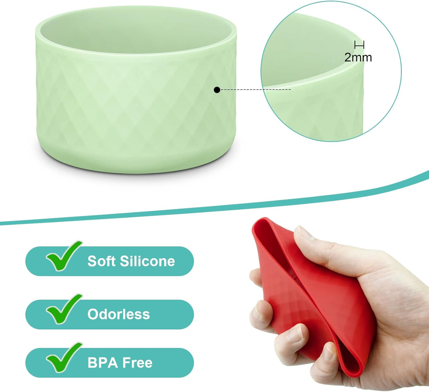 Upgrade 2PCS Protective Silicone Boot Bumper for Stanley Quencher Adventure 40oz 30oz IceFlow 20oz 30oz Tumbler, Water Bottle Bottom Sleeve Cover Accessories for Stanley Mug Cup(Light Green)