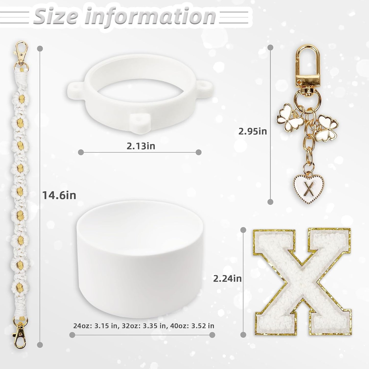 SITKOL Silicone Boot Cute Monogram Set Compatible with Owala Water Bottle 24 oz, 32 oz, 40 oz - Perfect Letter Owala Accessories for Owala Tumbler, Owala Free Sip, Pink Owala, Black Owala