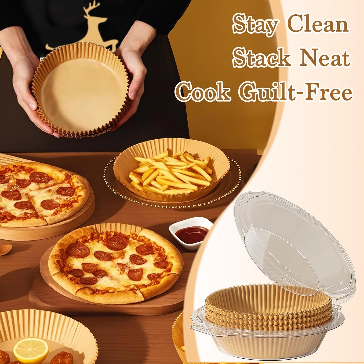 Round Air Fryer Liners Disposable, 100pcs Nonstick Parchment Paper Liners Air Fryer Paper Liners For 2-5 Qt AirFryer Baking Roasting Microwave (Round 6.5Inch)