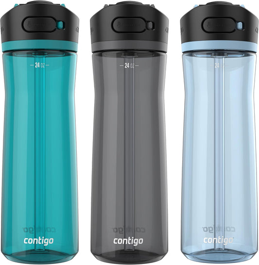 Contigo AUTOSPOUT Water Bottle, 24 oz | Leakproof Design | Juniper/Sake/Glacier | Pack of 12