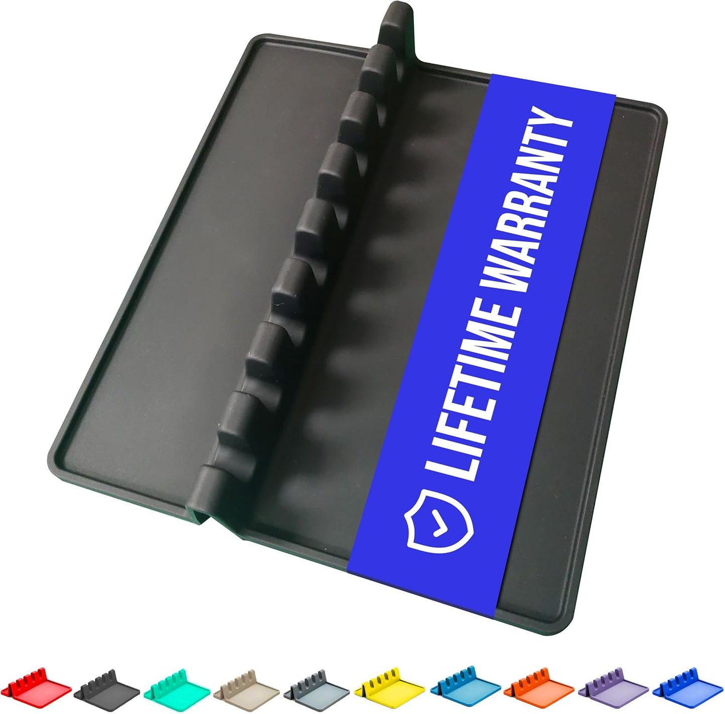 Black XL Silicone Spoon Rest for Stove Top with Drip Pad (1 Pack) - Heat-Resistant, BPA-Free Utensil Rest & Spoon Holder for Kitchen Counter - Grill Utensil Holder for Spatulas, Tongs, Ladles