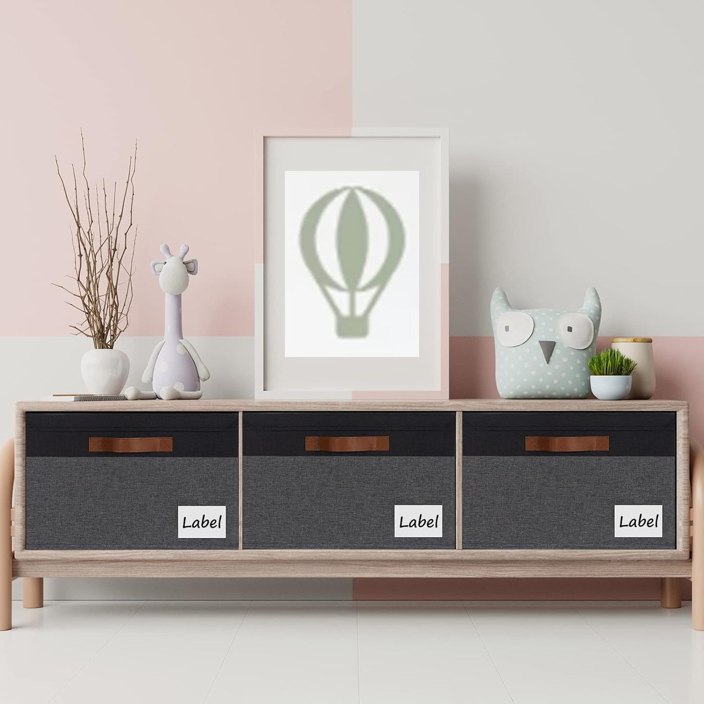 GhvyenntteS Extra Large Storage Bins with Lids, Foldable Fabric Storage Boxes with Lids and Handles, Storage Baskets with Lid and Label for Home Office (3 Pack, Grey&Black, 15.75" x 11.8" x 10.2")