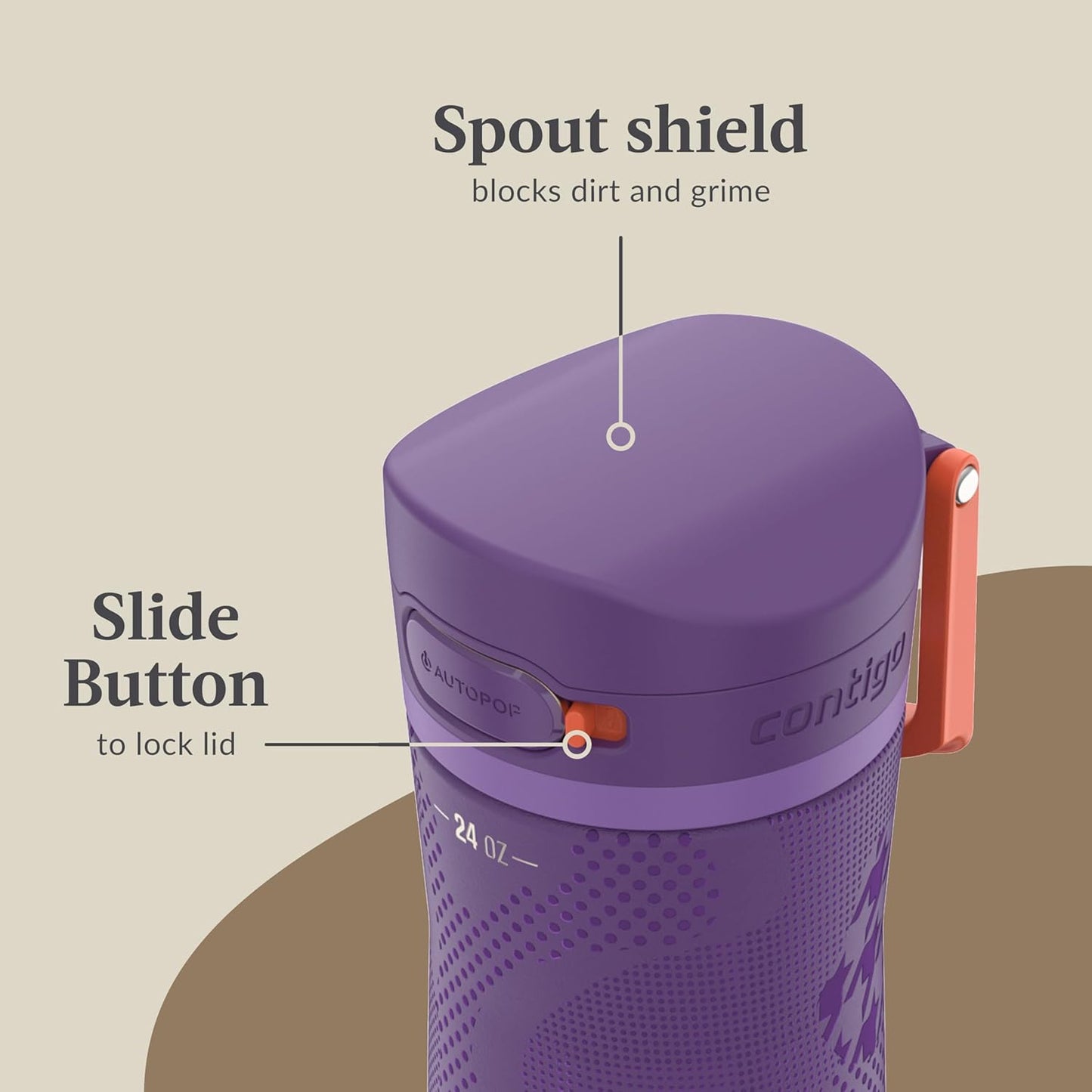 Contigo x Ally Love Jackson Chill 2.0, Stainless Steel, Spill Proof Water Bottle with AutoPop Lid, BPA Free, 24oz, Violet