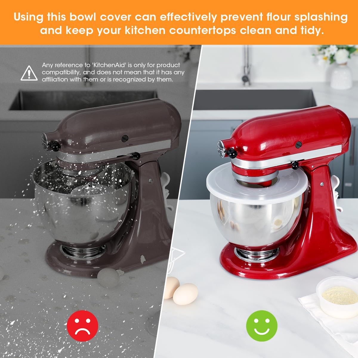 AIEVE Mixer Bowl Covers,Mixer Splatter Guard Lids for KitchenAid 4.5-5 Quart Tilt-Head Stand Mixer(2 Pack)