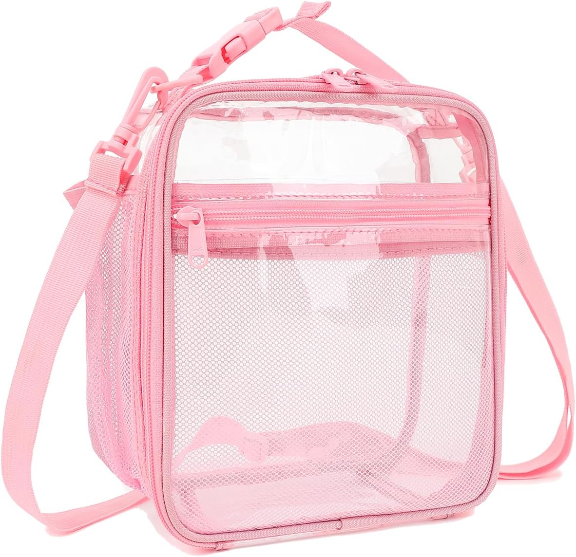 FlowFly Kids Lunch box Insulated Soft Bag Mini Cooler Back to School Thermal Meal Tote Kit for Girls, Boys, PinkClear