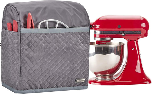 HOMEST Stand Mixer Quilted Dust Cover with Pockets Compatible with KitchenAid 5/4.5 Quart Tilt Head, Grey (Patent Design)