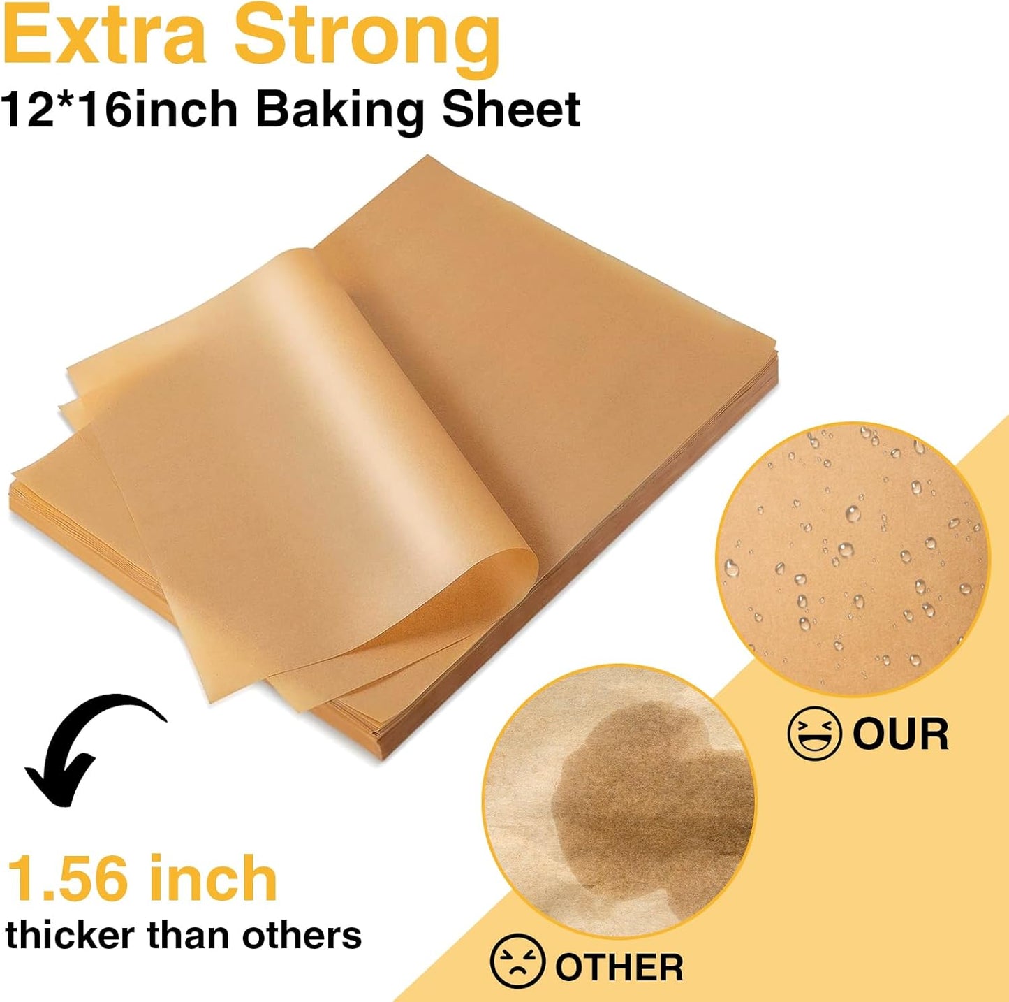 400 PCS Parchment Paper Sheets - OAMCEG 12x16 Inch Unbleached Pre-Cut Parchment Paper, No Chemical Non-Stick with a Silicone Brush, for Baking Grilling Bread Cup Cake Cookie
