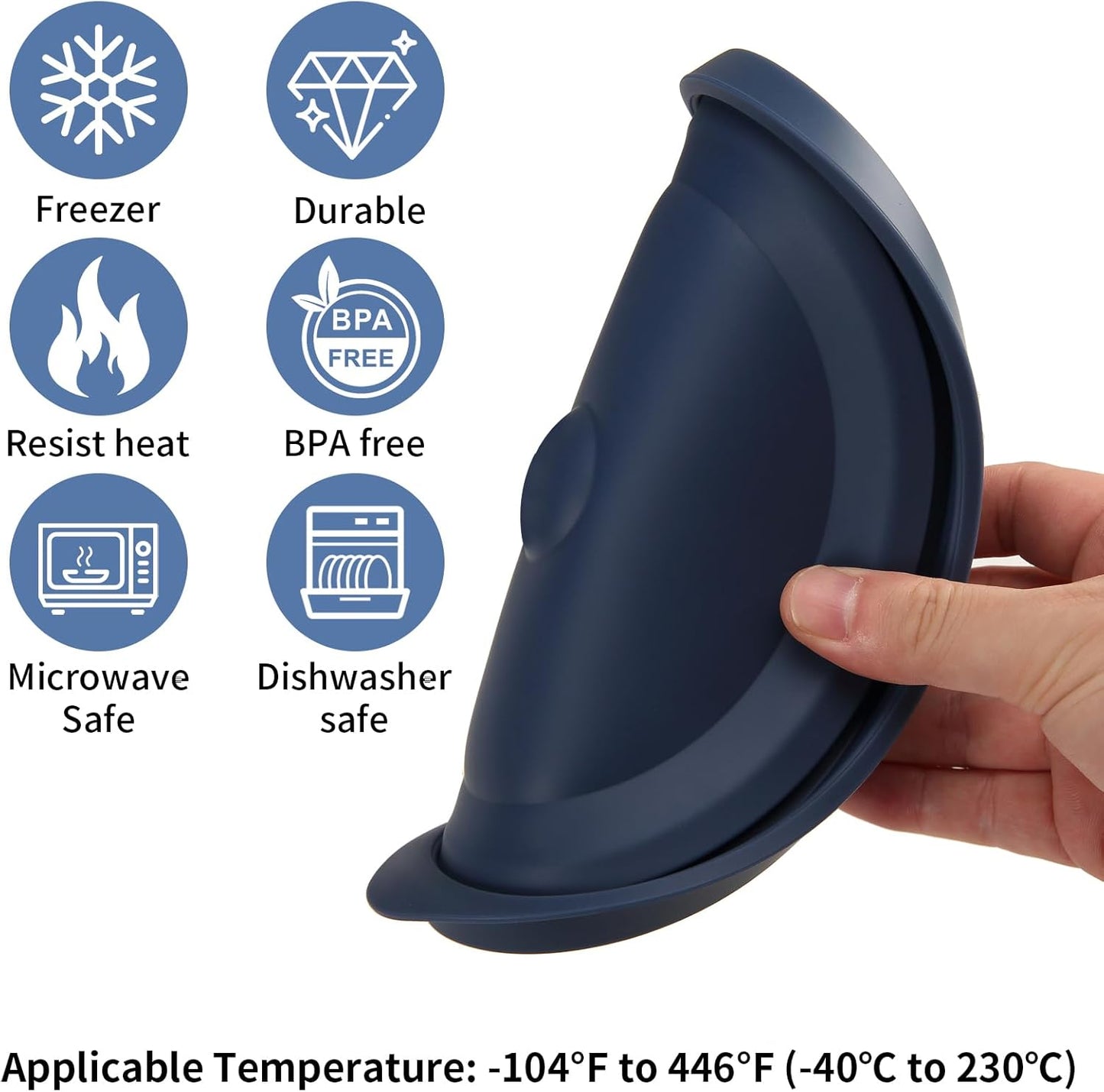 Replacement Lids for Pyrex 7201-PC 4 Cup, Silicone Round Storage Cover Lid for Anchor Hocking Glass Bowl 4 Pack with Date Mark Dark Blue