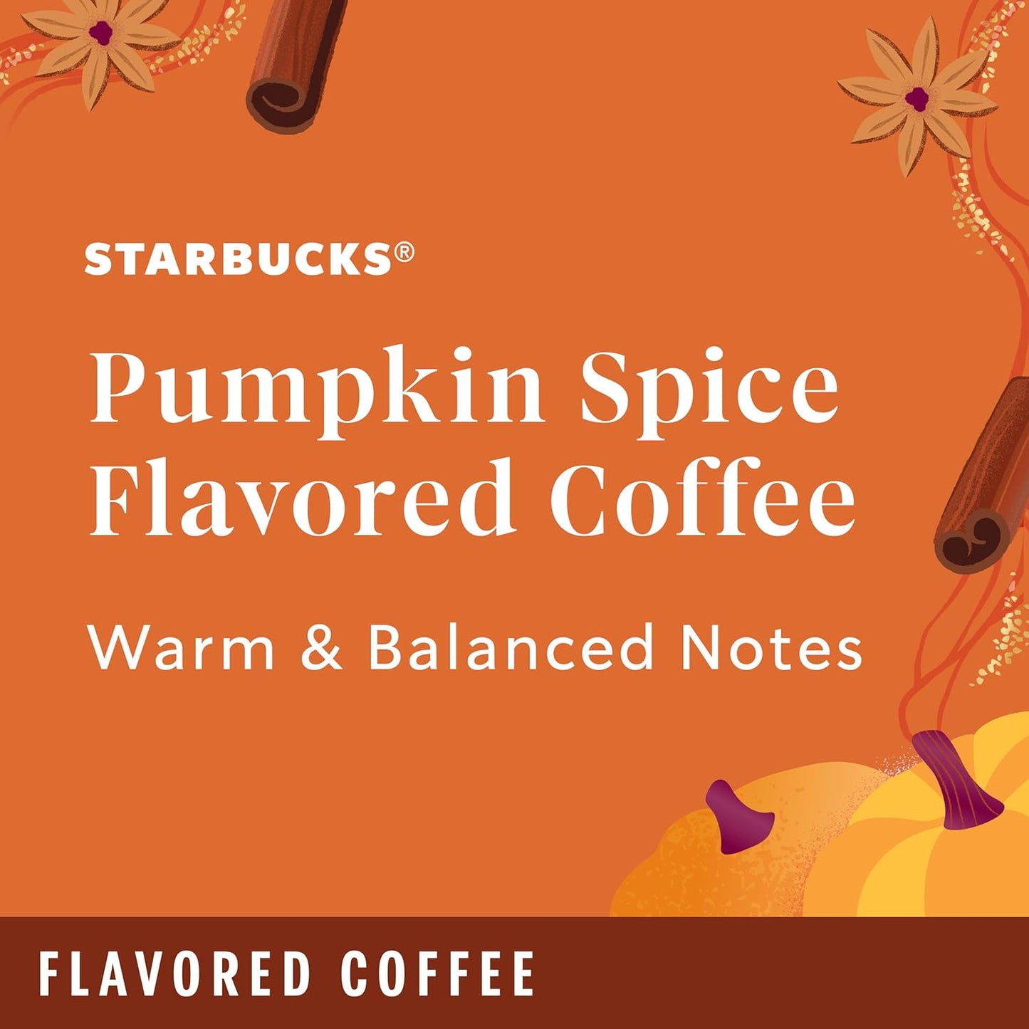 Starbucks K-Cup Coffee Pods—Pumpkin Spice Flavored Coffee—100% Arabica—Naturally Flavored—1 box (10 pods)