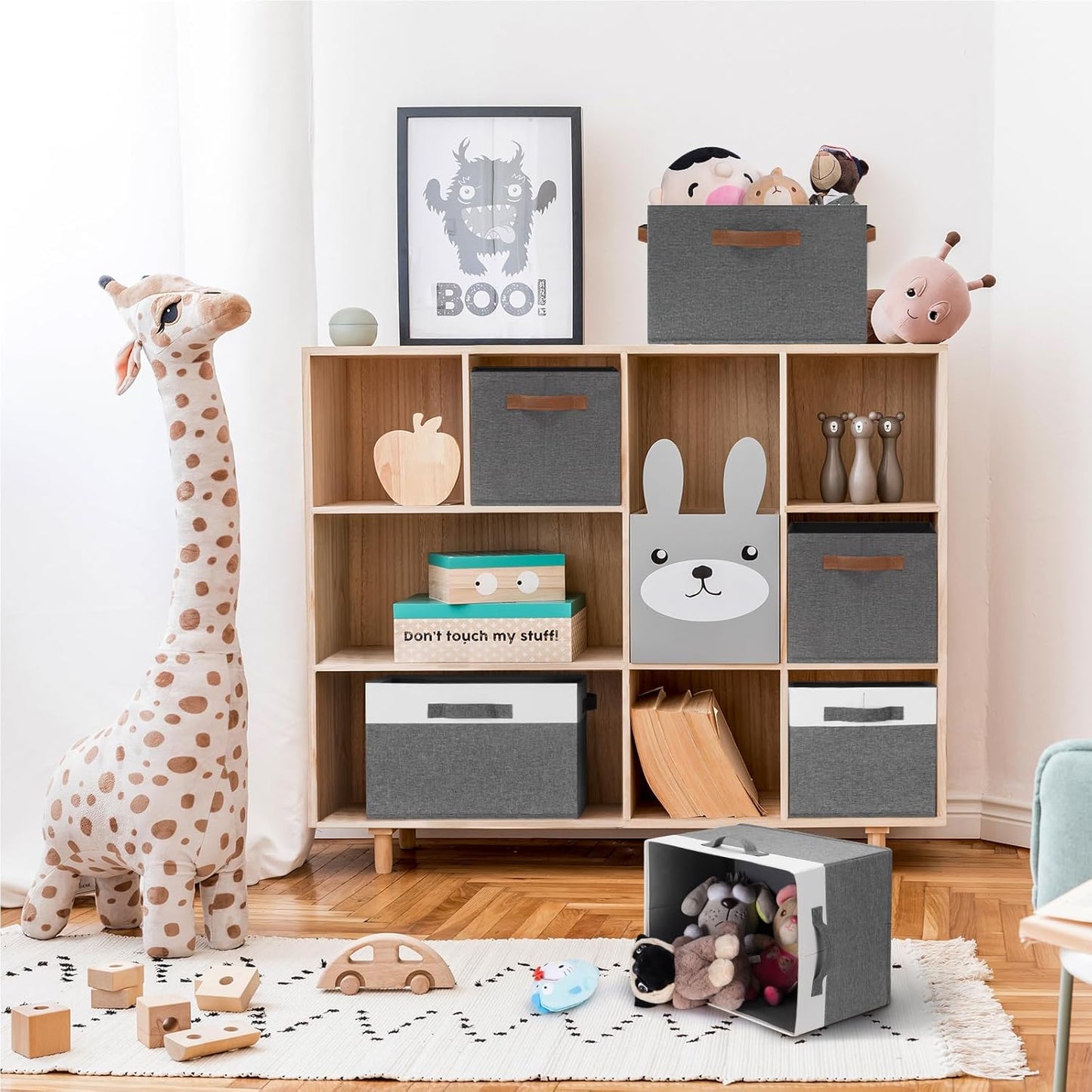 GhvyenntteS Large Fabric Storage Bins 6 Pack, 15x11x9.6 Inch Storage Baskets for Shelves, Foldable Closet Storage Bins for Shelves, Closet Organizers and Storage Boxes, Gray