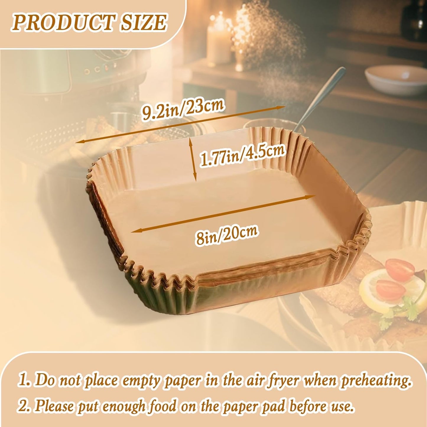 Square Air Fryer Liners Disposable, 100pcs Nonstick Parchment Paper Liners Air Fryer Paper Liners For 5-8 Qt AirFryer Baking Roasting Microwave (Square 8Inch)