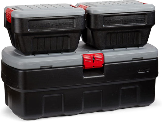 Rubbermaid ActionPacker️ 48 Gal with 8 Gal Containers Nested, Lockable Storage Bins, Industrial, Rugged Storage Container Bundle with Lids