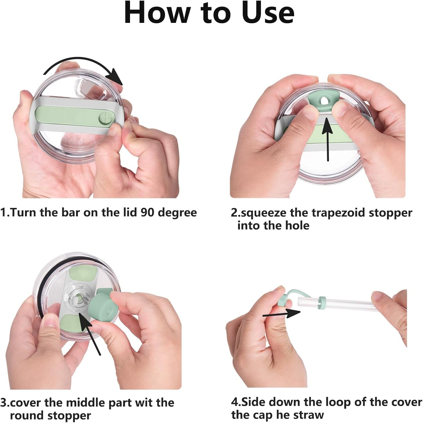 Silicone Spill Stopper Set Compatible with Stanley Cup 2.0 30oz & 40oz with Straw Cover (Set of 2, Eucalyptus)