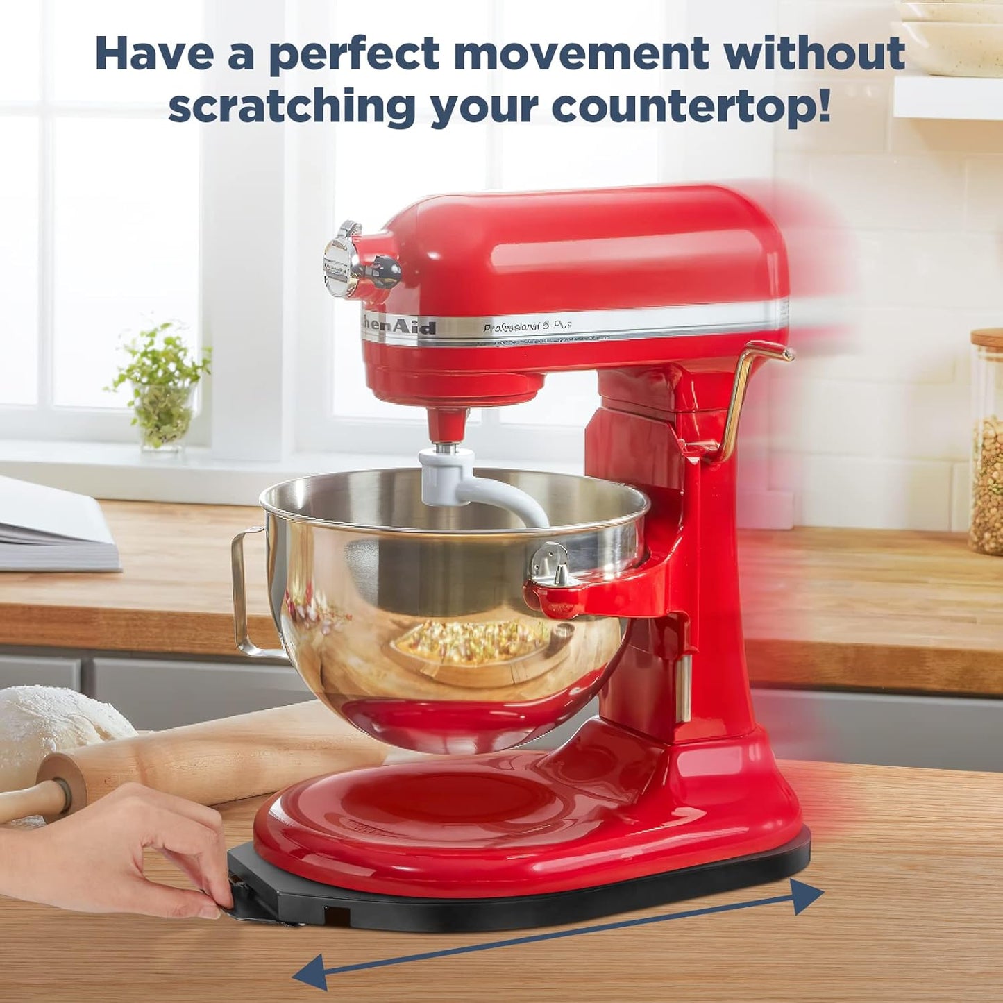 Mixer Sliding Tray for KitchenAid 5-8 Qt Bowl-lift Stand Mixer - Metal Rolling Tray Kitchen Countertop Appliance Slider Storage Moving Caddy with Wheel for Kitchen Aid 5-8 Qt Mixer