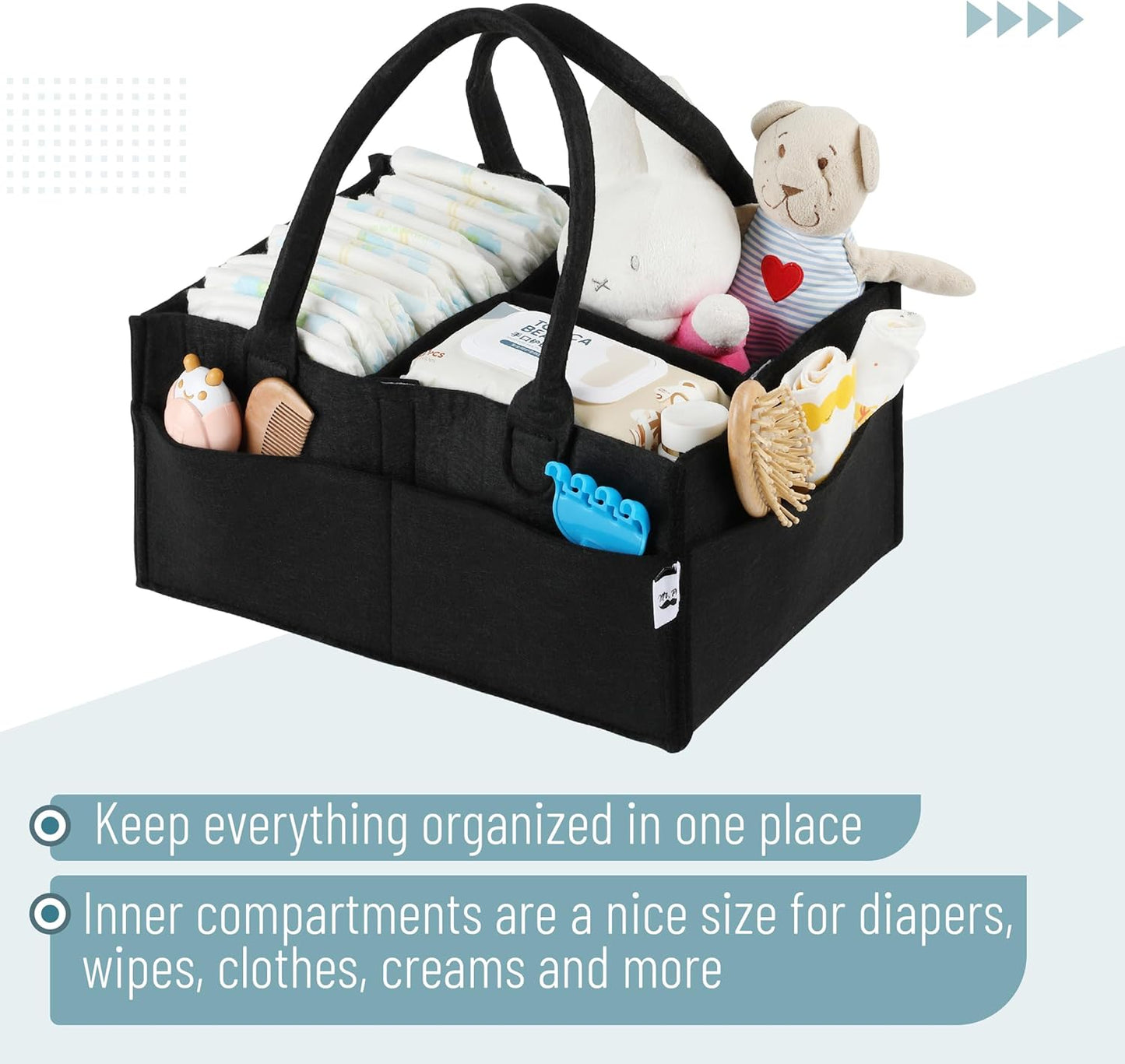 Mr. Pen Baby Diaper Caddy - Black Car Diaper Organizer, Portable Baby Caddy for Nursery & Changing Table