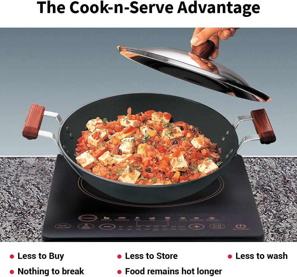 Hawkins Futura Hard Anodised Deep-Fry Pan 3.75 L, 30 cm, 4.06 mm with SS Lid and Induction Compatible Base (Black)
